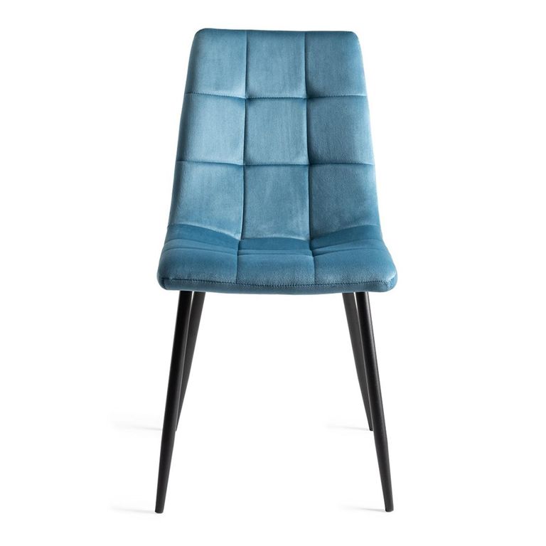 Mondrian Dining Chairs - Set of 2 - Petrol Blue Velvet - Black Legs