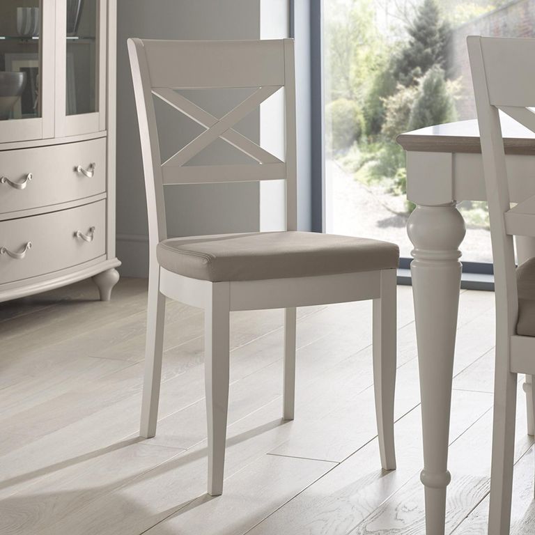 Montreux Dining Chairs - Set of 2 - X Back - Grey Bonded Leather - Soft Grey