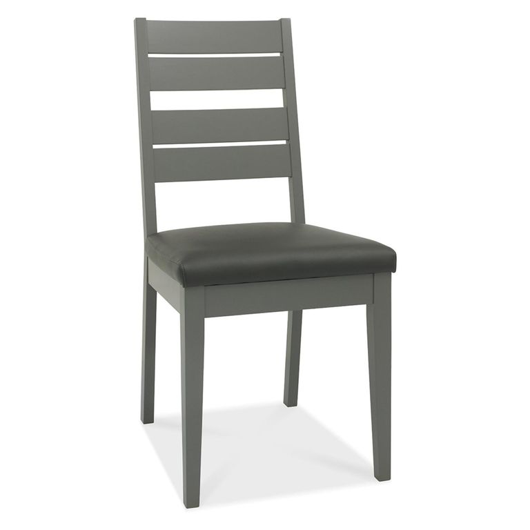Oakham Dining Chairs - Set of 2 - Dark Grey Bonded Leather