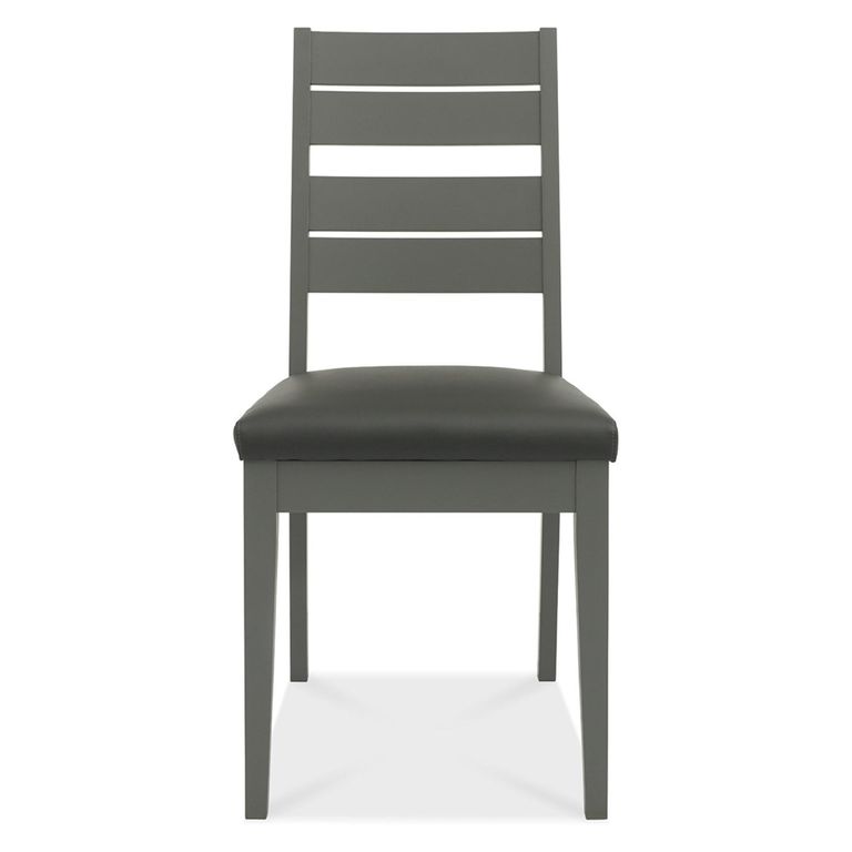 Oakham Dining Chairs - Set of 2 - Dark Grey Bonded Leather