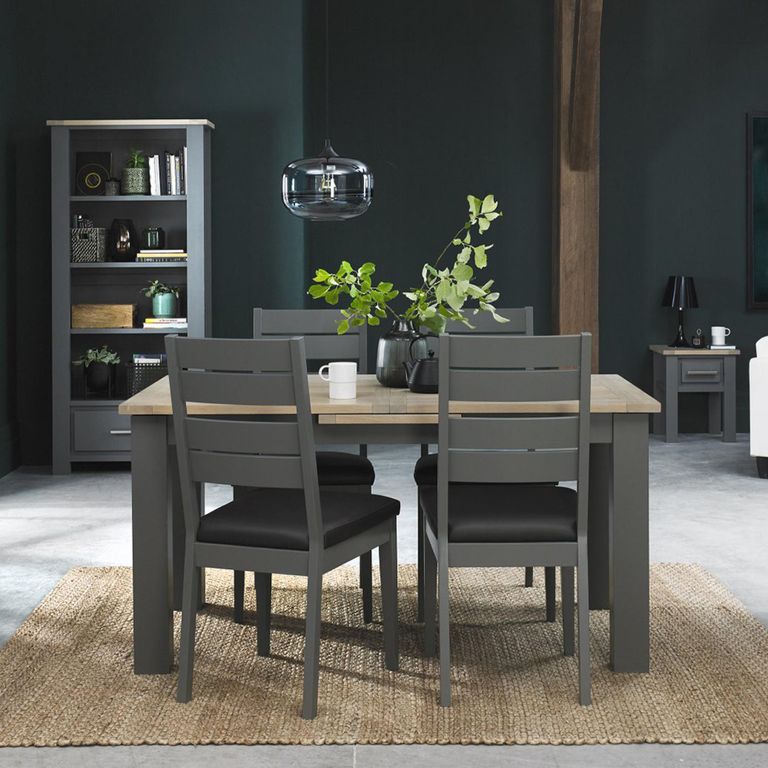 Oakham Dining Chairs - Set of 2 - Dark Grey Bonded Leather