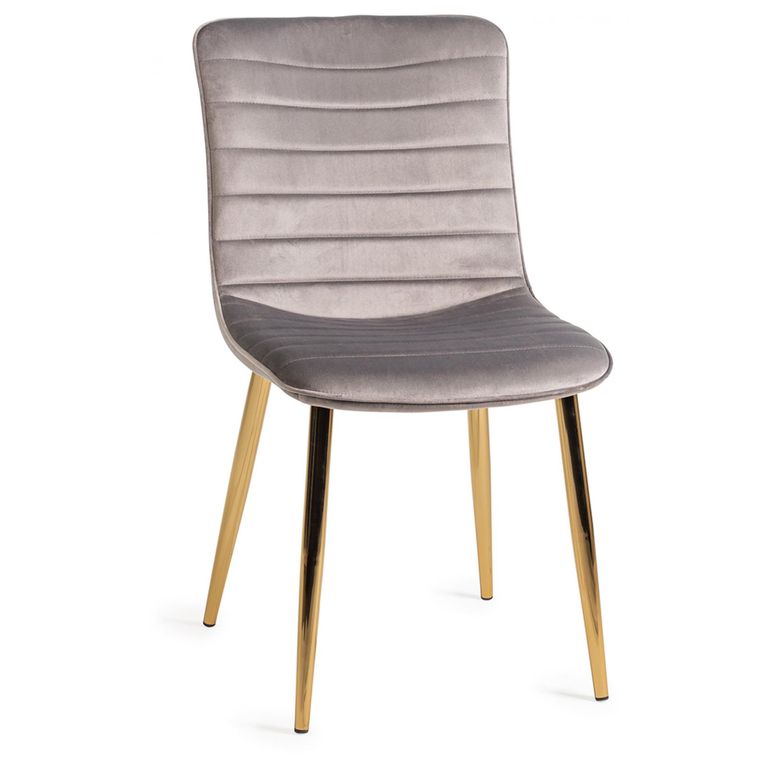 Rothko Dining Chairs - Set of 2 - Grey Velvet - Gold Legs