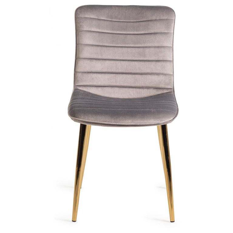 Rothko Dining Chairs - Set of 2 - Grey Velvet - Gold Legs
