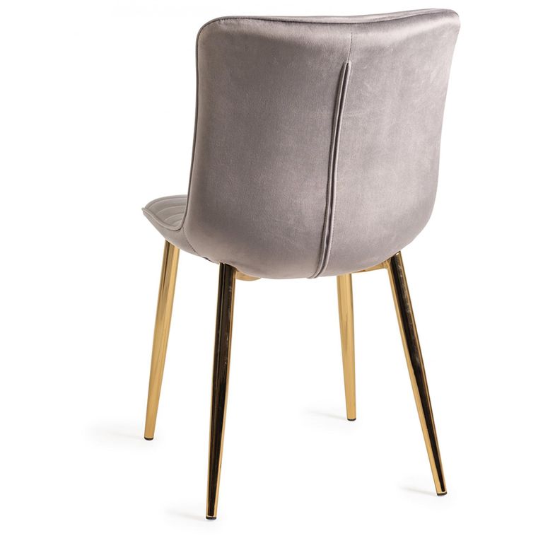Rothko Dining Chairs - Set of 2 - Grey Velvet - Gold Legs