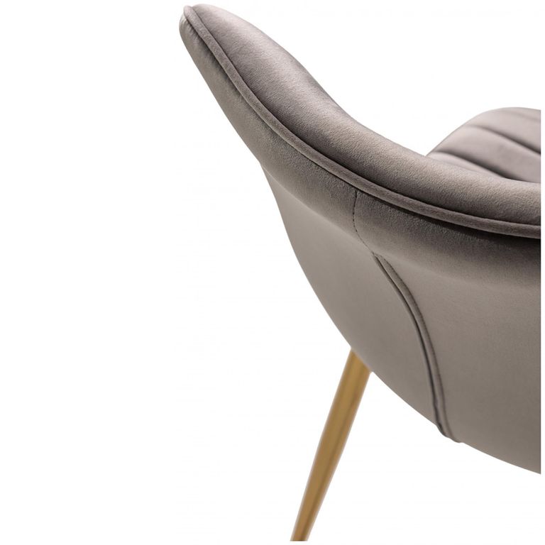 Rothko Dining Chairs - Set of 2 - Grey Velvet - Gold Legs