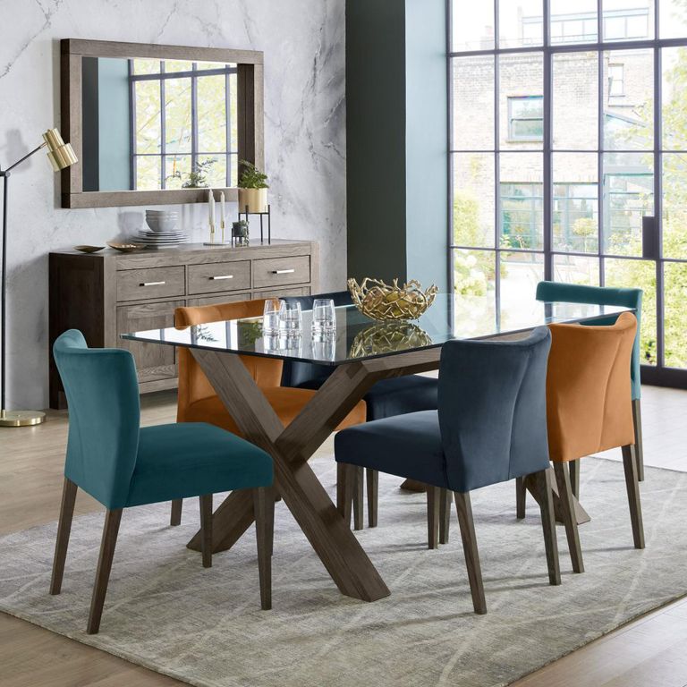 Turin Dining Chairs - Set of 2 - Harvest Pumpkin Velvet - Low Back