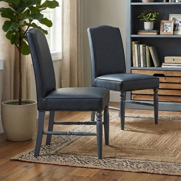 Bishop Dining Chair - Set of 2 - Grey Faux Leather