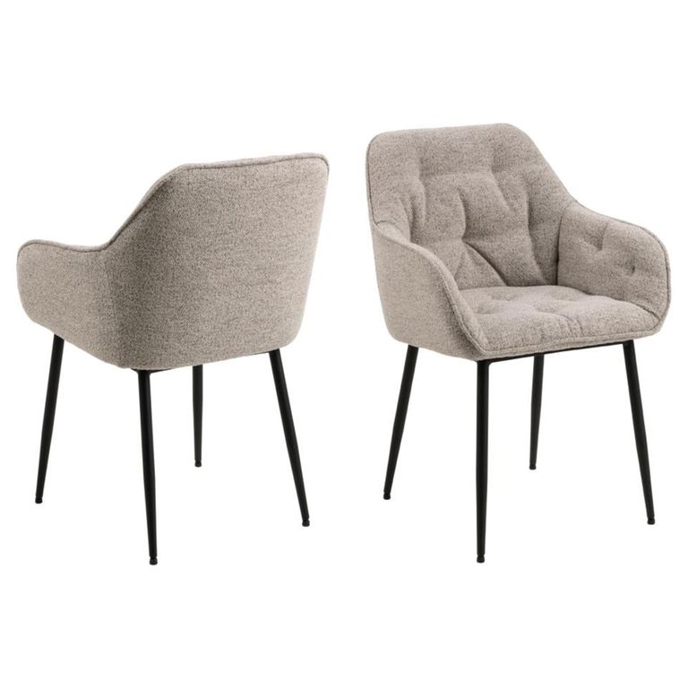 Brooke Dining Armchair - Set of 2 - Beige Boucle Fabric