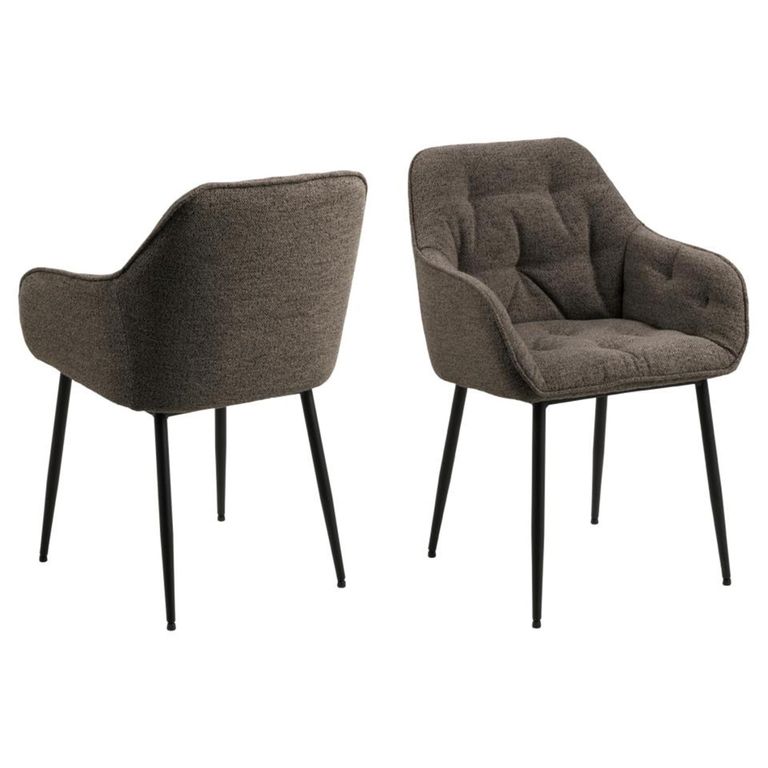 Brooke Dining Armchair - Set of 2 - Taupe Boucle Fabric