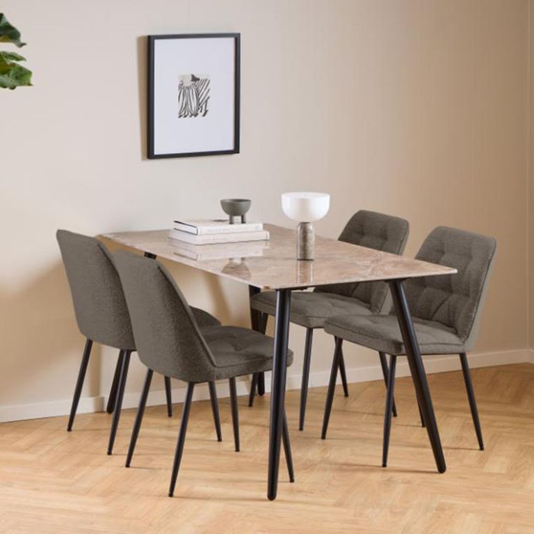 Brooke Dining Chair - Set of 2 - Taupe Boucle Fabric