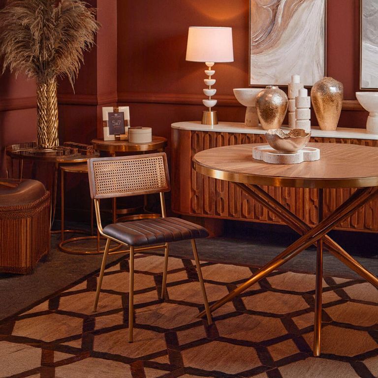 Buffalo Dining Chair - Set of 2 - Black - Leather with Gold Metal