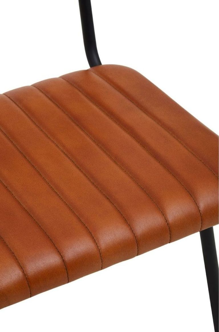 Buffalo Dining Chair - Tan Buffalo Leather with Cane Backrest - Set of 2