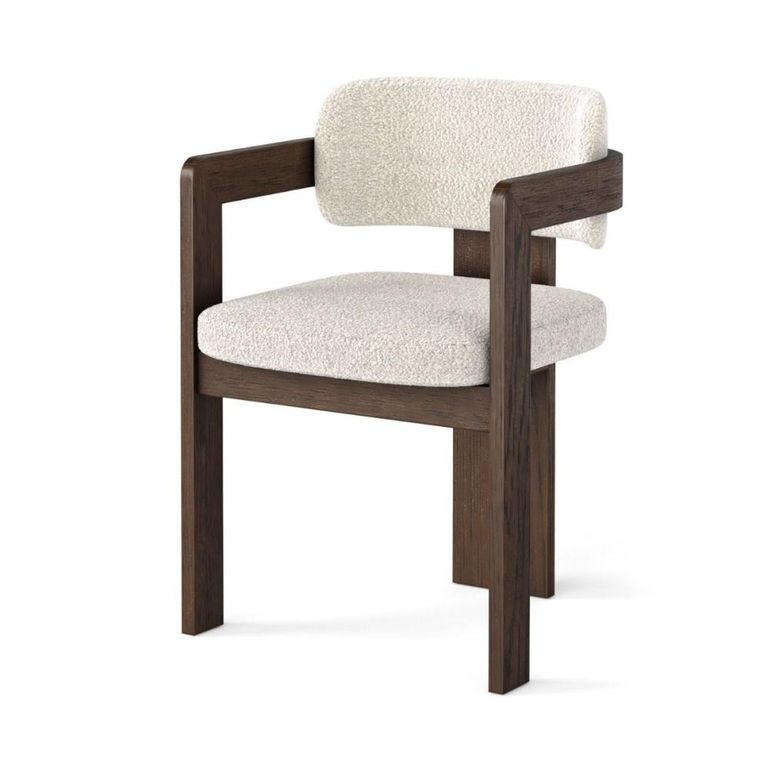California Dining Chair - Set of 2 - Boucle Fabric - Dark Oak