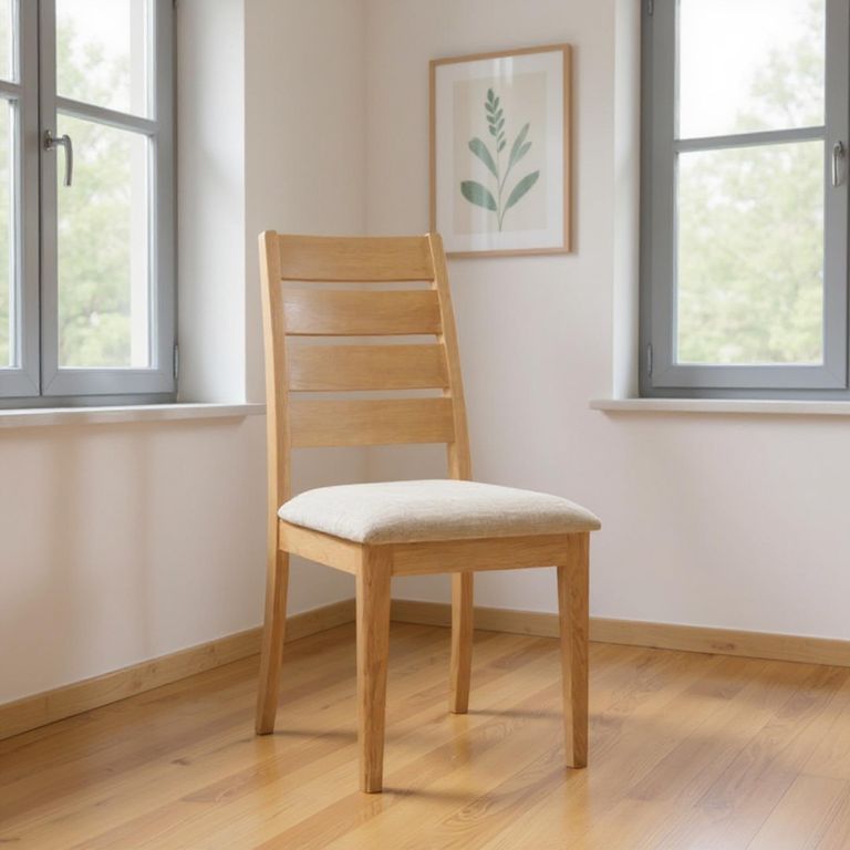 Carly Dining Chair - Fabric Padded - Set of 2 - Oak