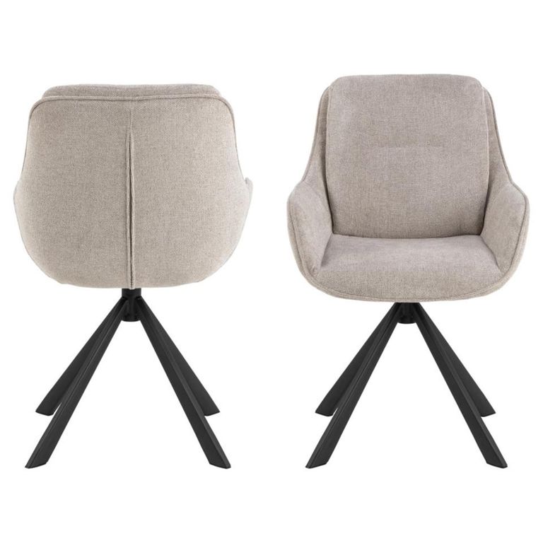 Carrie Swivel Dining Chair - Set of 2 - Sand Chenille Fabric
