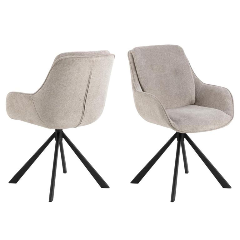Carrie Swivel Dining Chair - Set of 2 - Sand Chenille Fabric