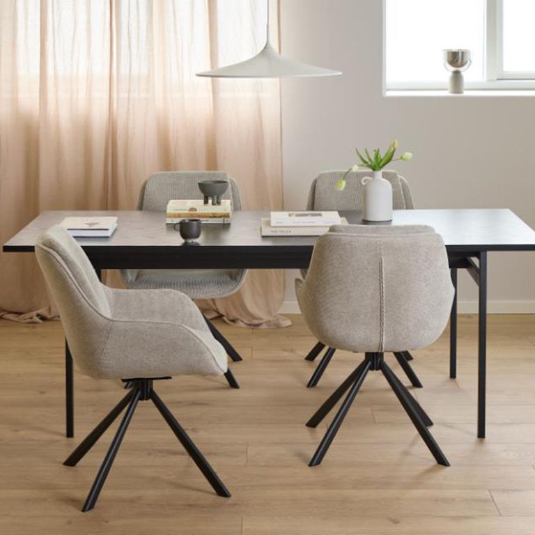 Carrie Swivel Dining Chair - Set of 2 - Sand Chenille Fabric