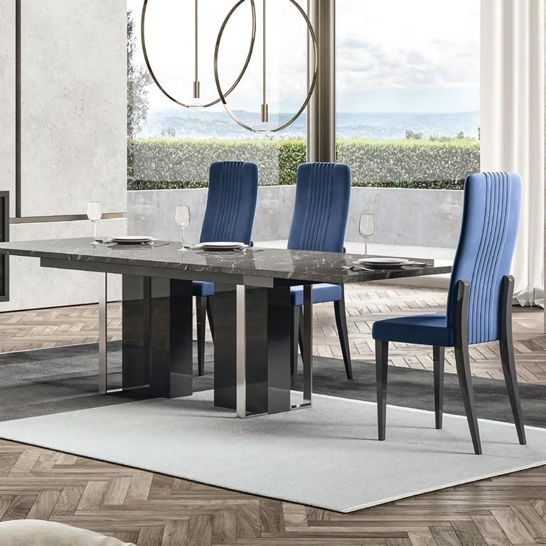 2 x Carvelle Blue Fabric Dining Chair