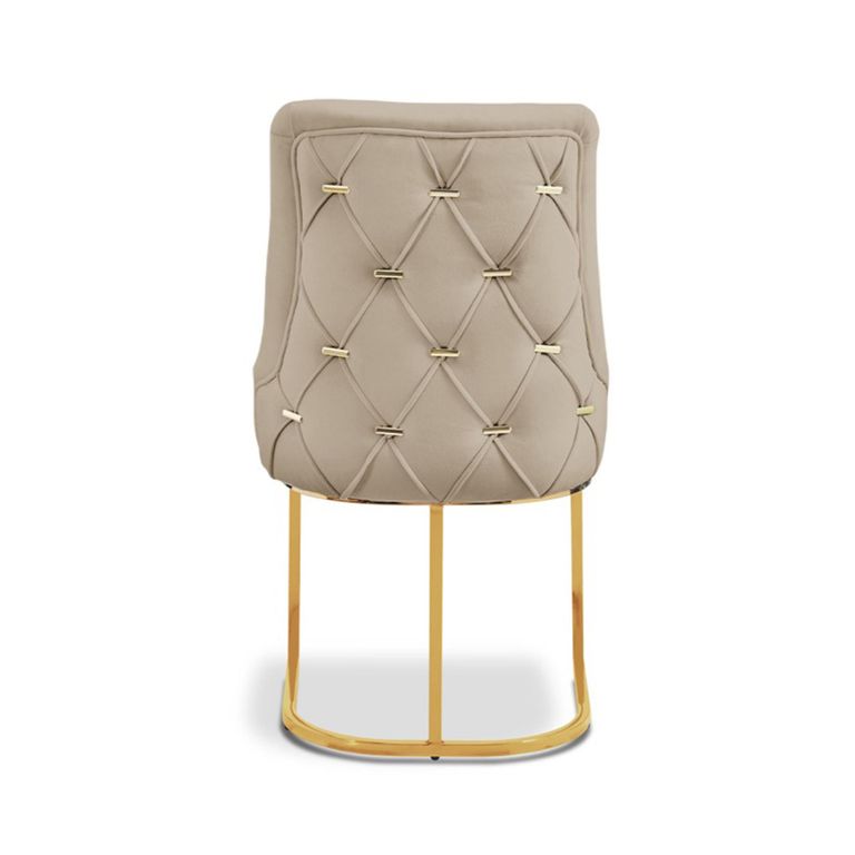 Casas Dining Chair - Set of 2 - Taupe Velvet Fabric - Gold Legs