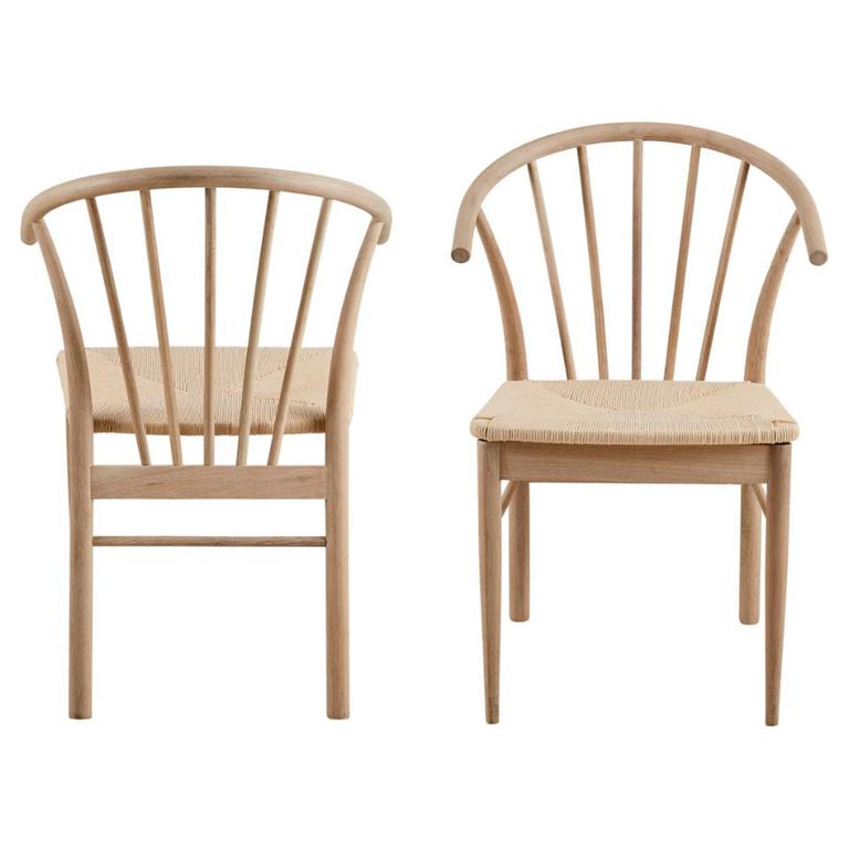 Cassandra Dining Chair - Set of 2 - Oak - Spindle Curved Back