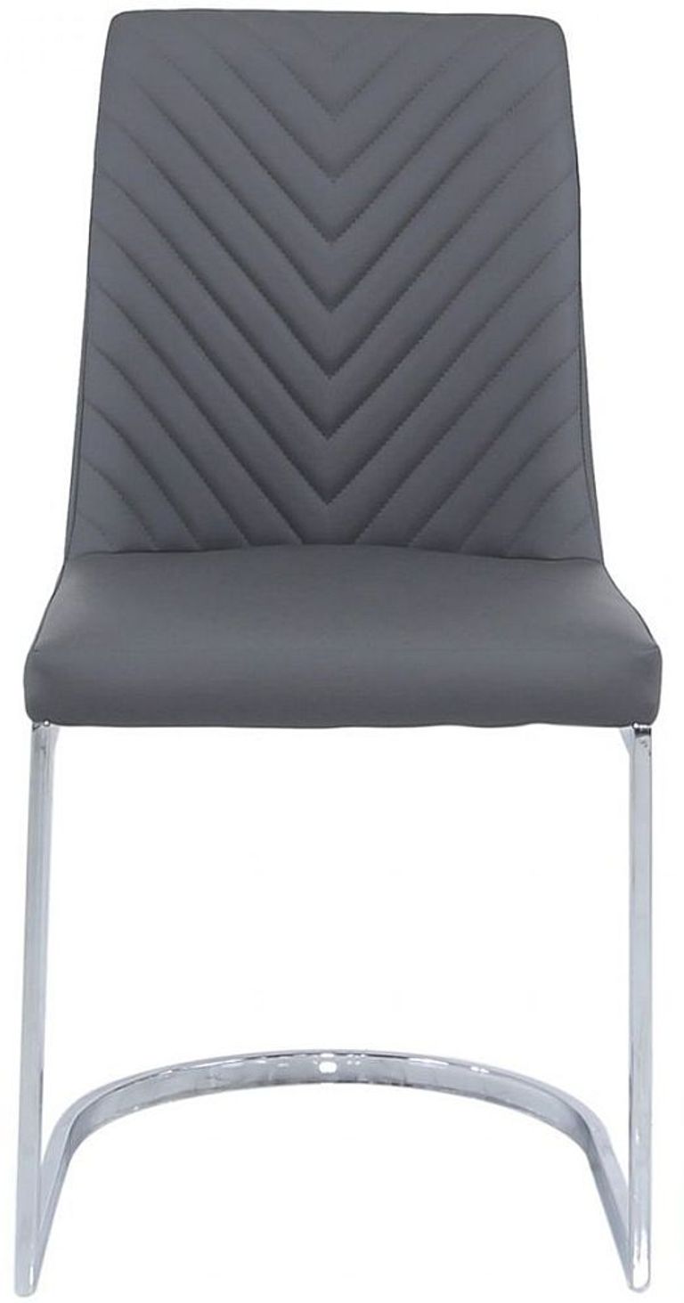 Chevron Dining Chair - Set of 2 - Grey Faux Leather