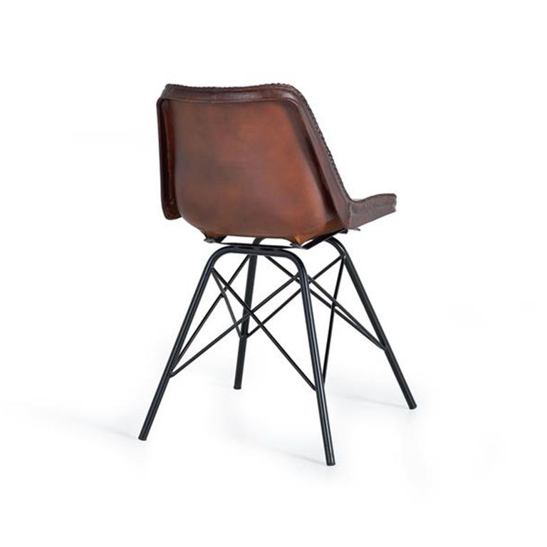Citrus Dining Chair - Industrial Style - Brown Leather - Set of 2