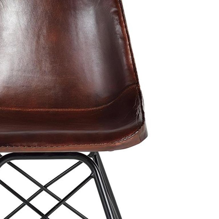 Citrus Dining Chair - Industrial Style - Brown Leather - Set of 2