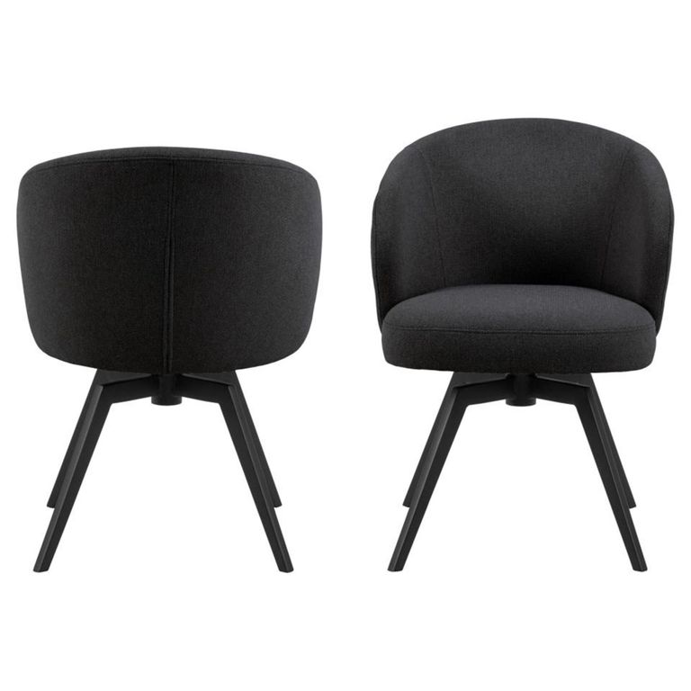 Darlene Swivel Dining Chair - Set of 2 - Anthracite Fabric