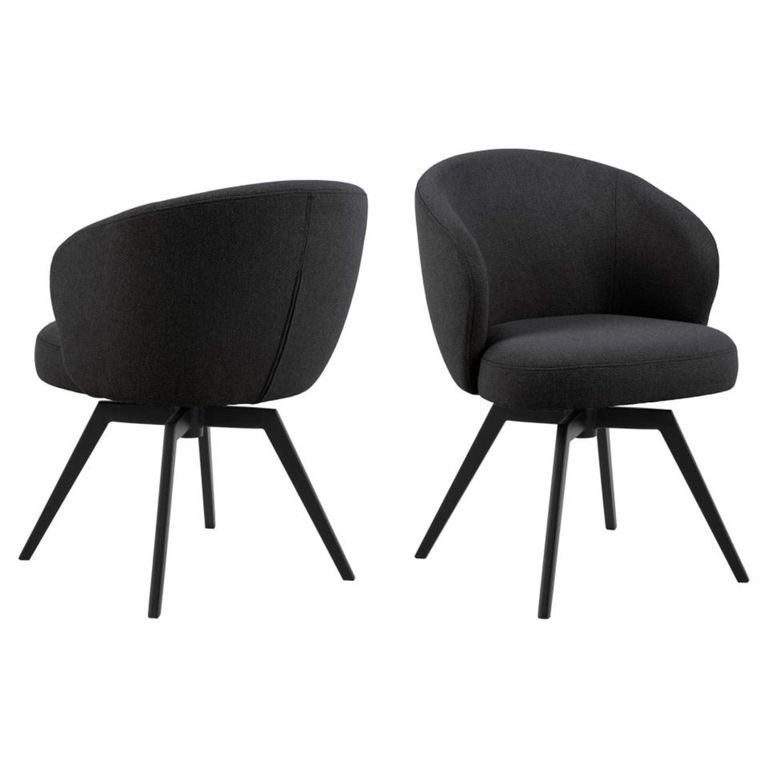 Darlene Swivel Dining Chair - Set of 2 - Anthracite Fabric