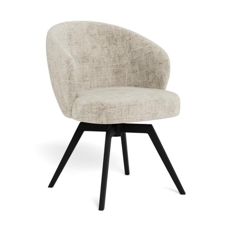 Darlene Swivel Dining Chair - Set of 2 - Beige Boucle Fabric