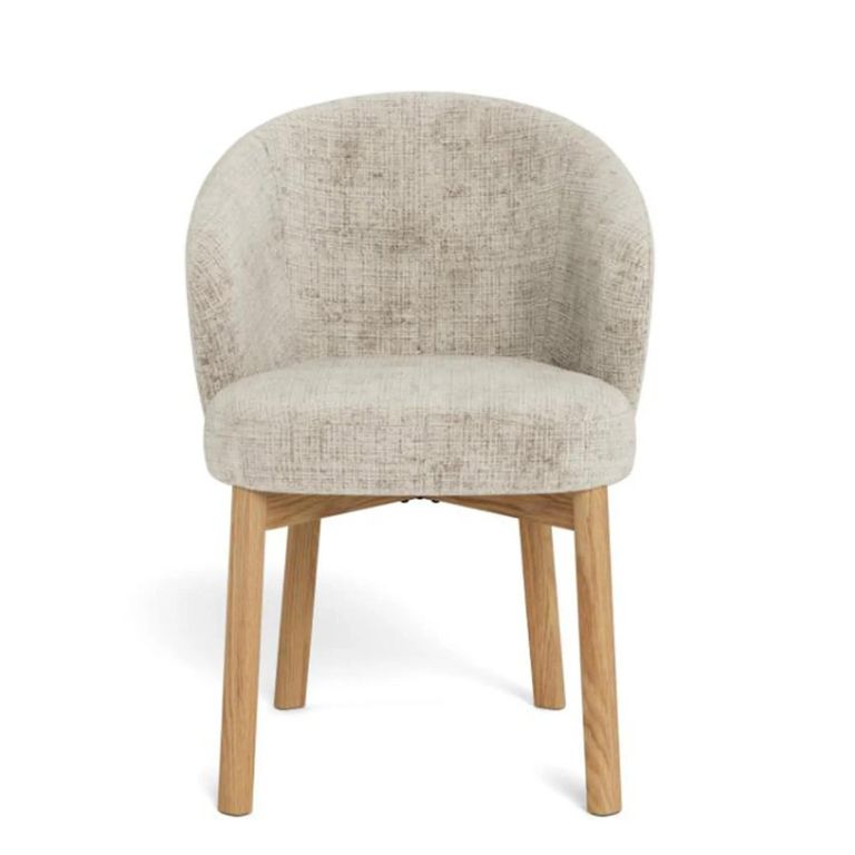 Darlene Dining Chair - Set of 2 - Beige Fabric - with Oak Legs