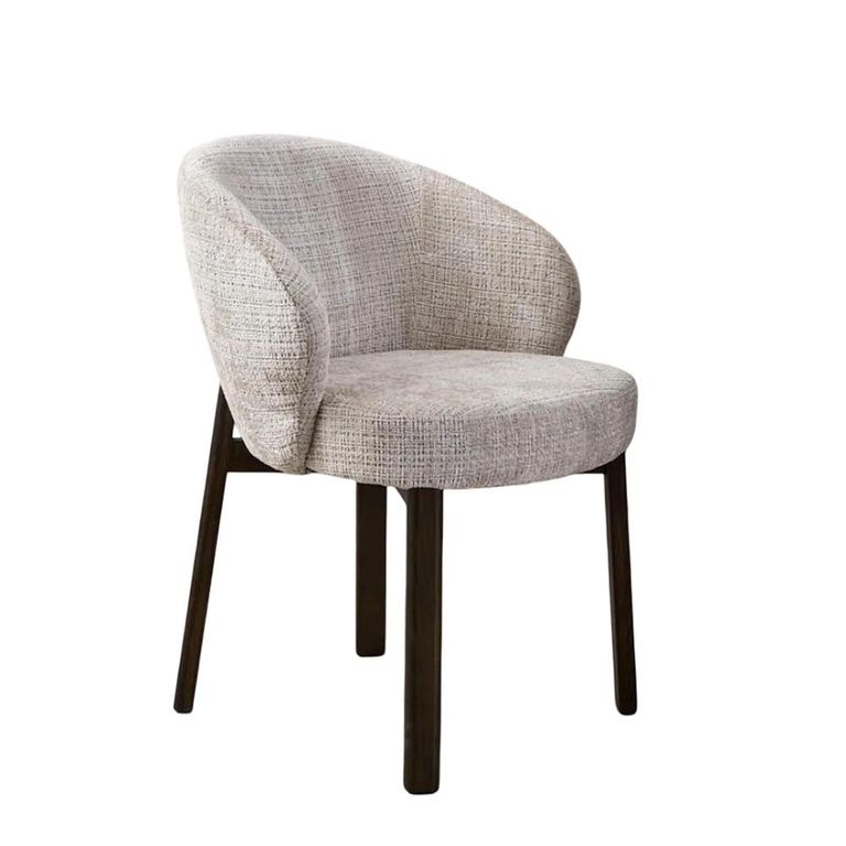 Darlene Dining Chair - Set of 2 - Beige Fabric - with Smoked Legs