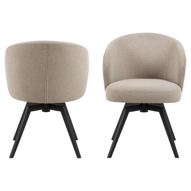 Darlene Swivel Dining Chair - Set of 2 - Beige Fabric