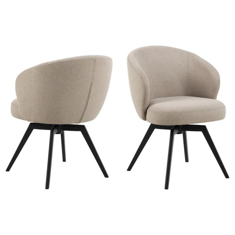 Darlene Swivel Dining Chair - Set of 2 - Beige Fabric