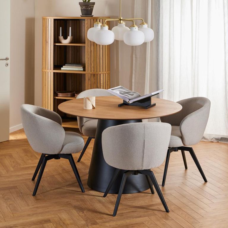 Darlene Swivel Dining Chair - Set of 2 - Beige Fabric