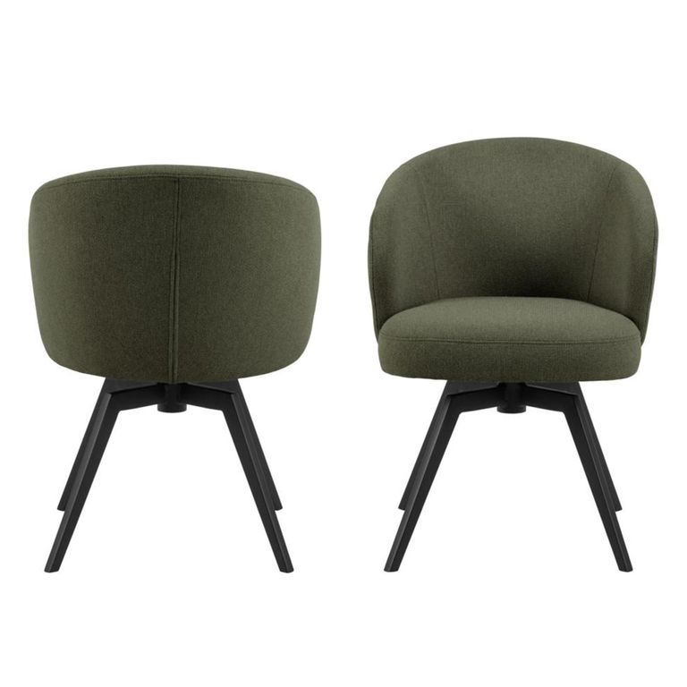 Darlene Swivel Dining Chair - Set of 2 - Green Fabric