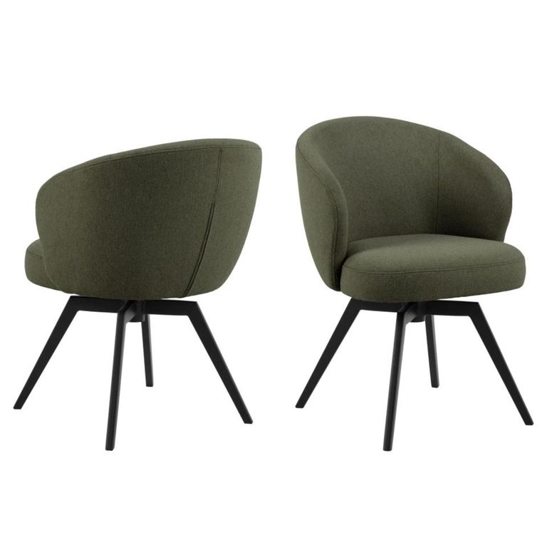 Darlene Swivel Dining Chair - Set of 2 - Green Fabric