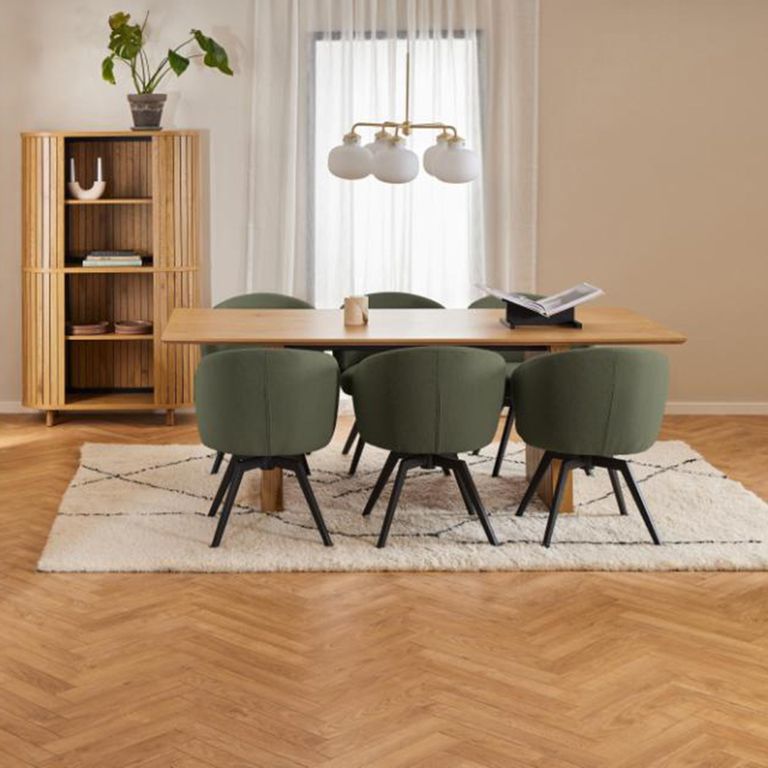 Darlene Swivel Dining Chair - Set of 2 - Green Fabric