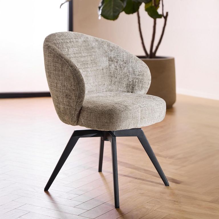 Darlene Swivel Dining Chair - Set of 2 - Grey Boucle Fabric