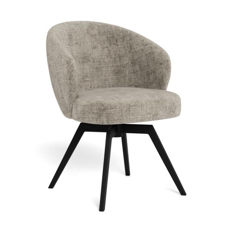 Darlene Swivel Dining Chair - Set of 2 - Grey Boucle Fabric