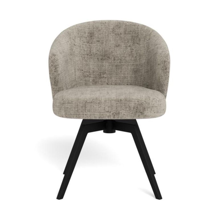 Darlene Swivel Dining Chair - Set of 2 - Grey Boucle Fabric