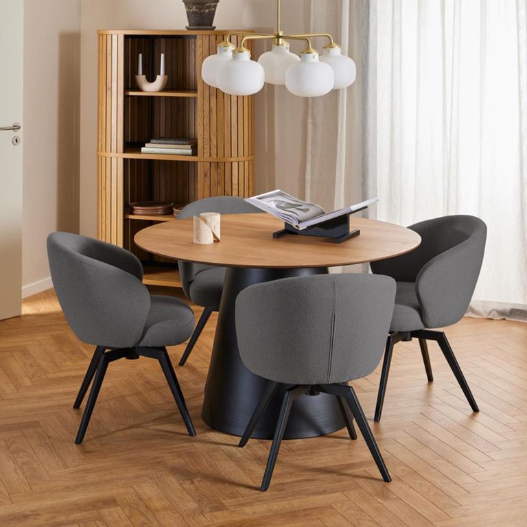 Darlene Swivel Dining Chair - Set of 2 - Grey Fabric