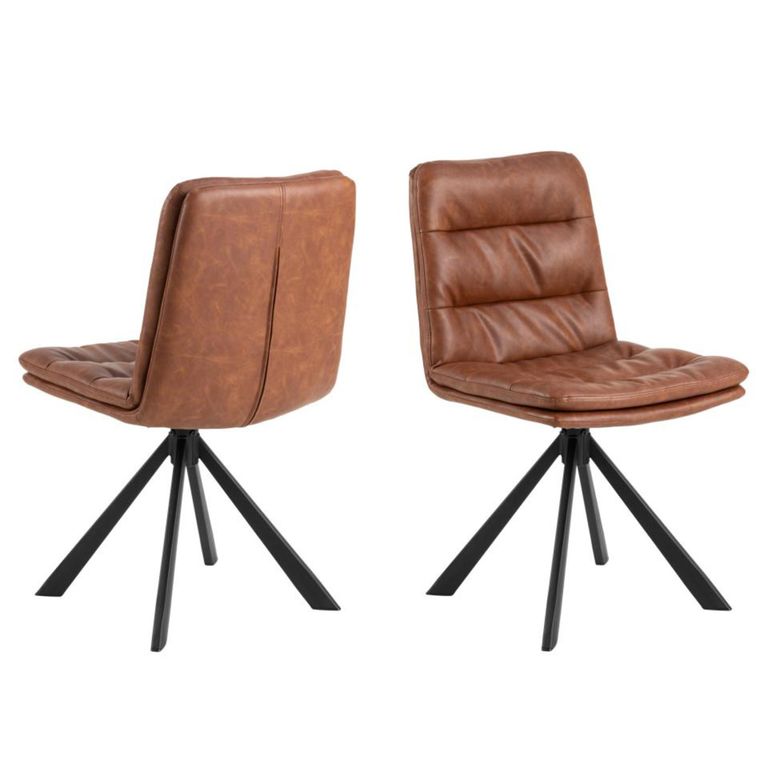 Dean Swivel Dining Chair - Set of 2 - Retro Brandy Faux Leather
