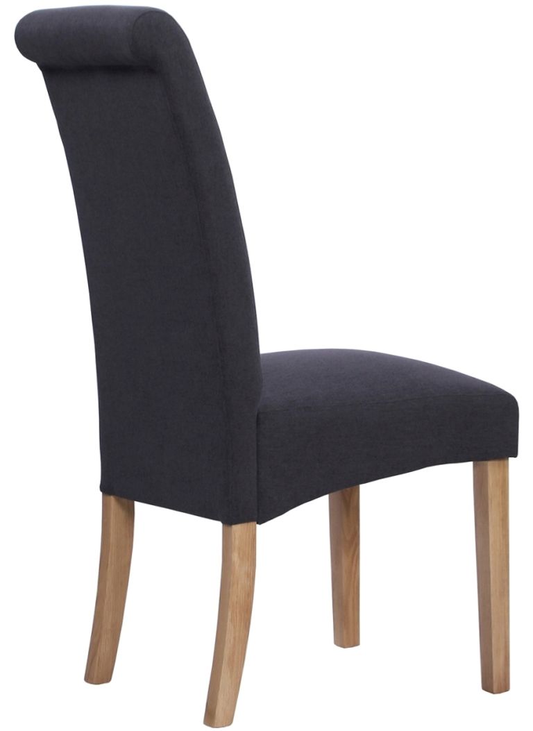 Dorset Dining Chair - Wesbury Rollback - Set of 2 - Oak Dark Grey Fabric