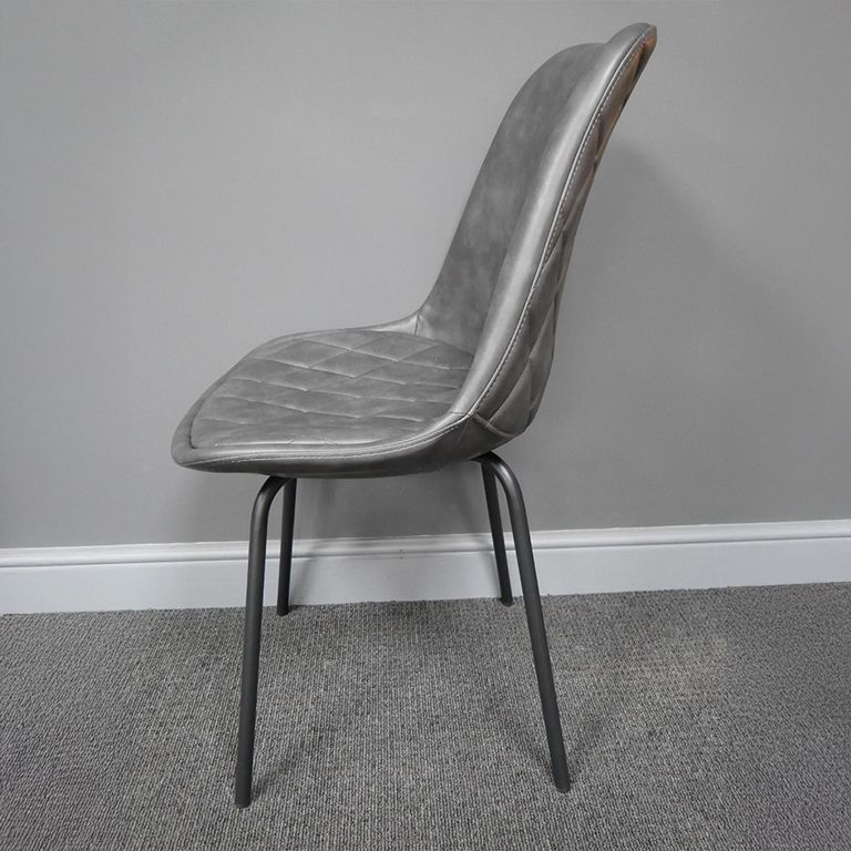 Dining Chair - Set of 2 - Dark Grey Faux Leather