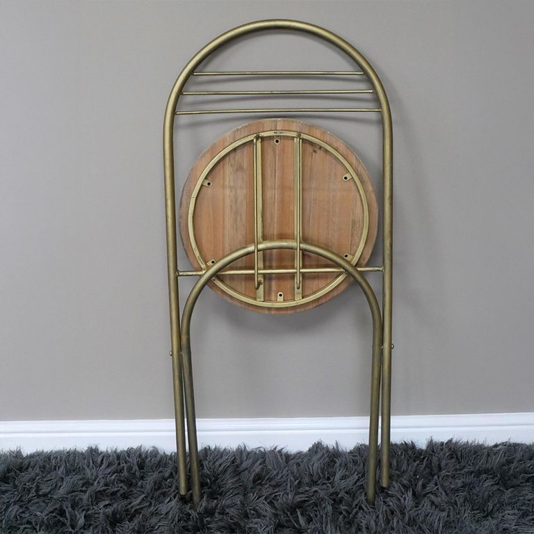 Dining Chair - Set of 2 - Gold Metal and Wood