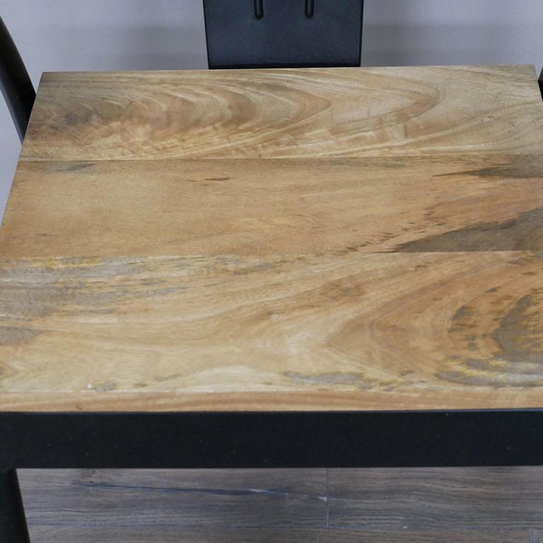 Dining Chair - Set of 2 - Industrial Black Metal and Wood