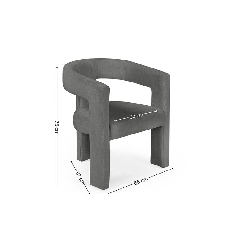 Elara Dining Armchair - Set of 2 - Grey Fabric