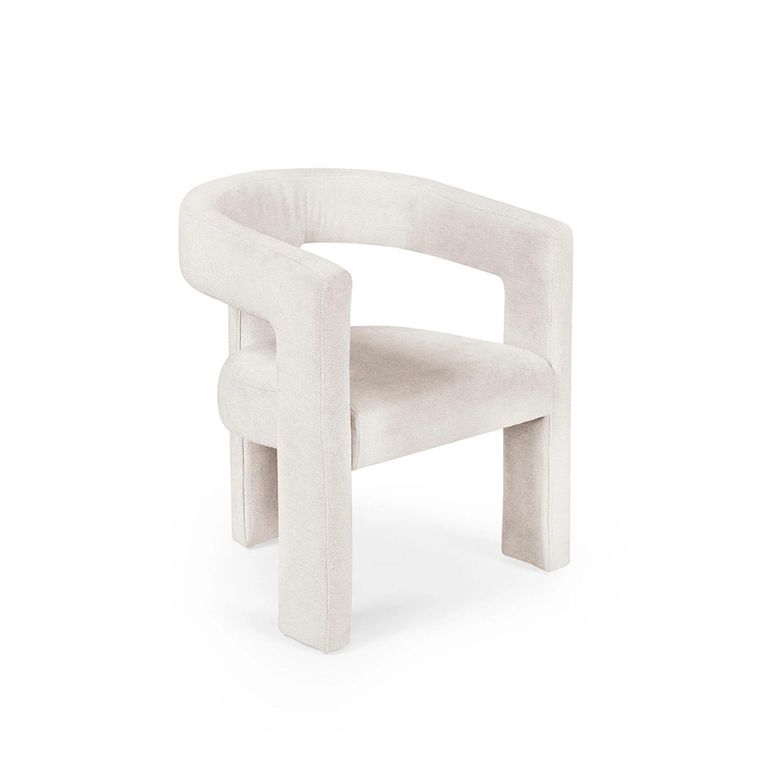 Elara Dining Armchair - Set of 2 - White Fabric