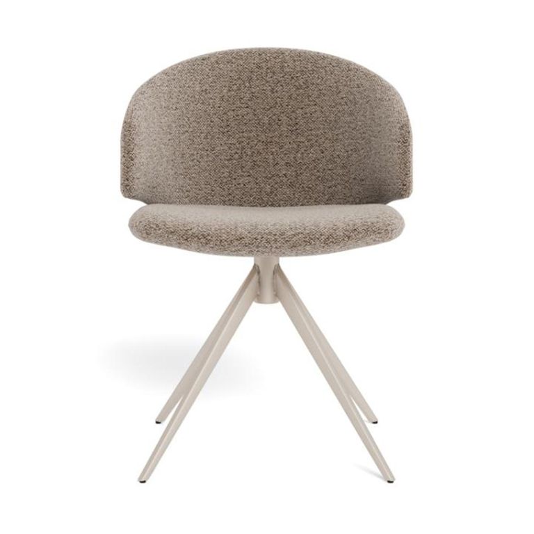 Ella Swivel Dining Chair - Set of 2 - Beige Boucle Fabric